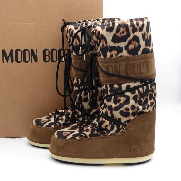 NEW Women's Size 10-11.5 / 42-44 EU Moon Boot Icon Suede Leopard Print Boots - Picture 1 of 9